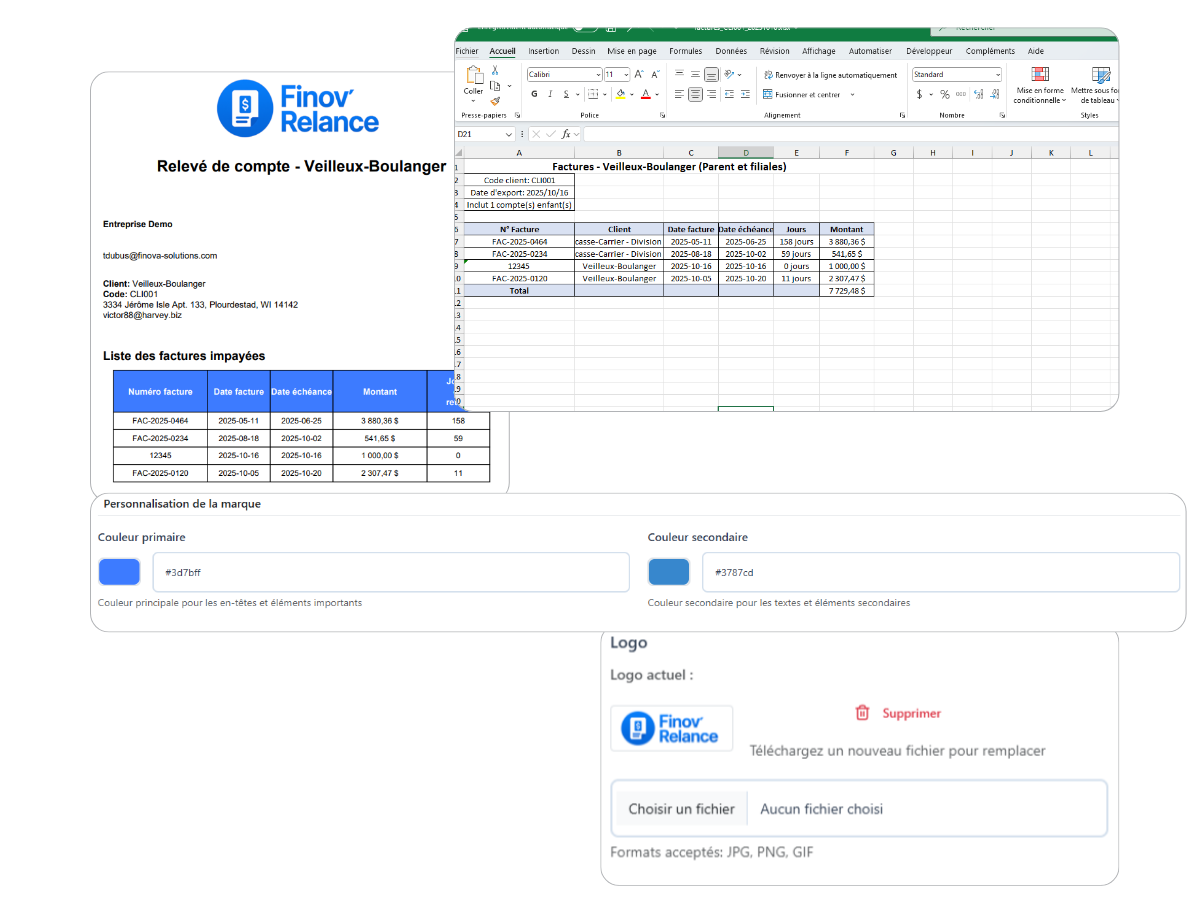 Génération d'états de compte PDF professionnels - FinovRelance